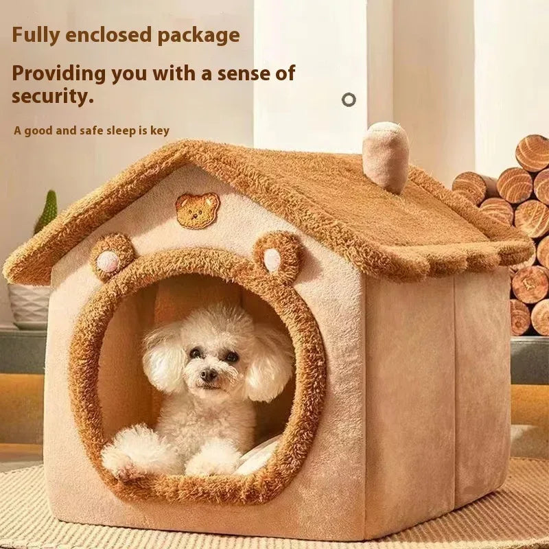 All Season Dog House Style Bed - Removable Washable Pet Bed for Small Dogs Teddy Winter Warm Cat Dog House - Urbizia