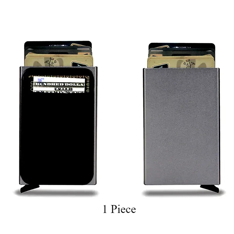 Rfid Anti Blocking Smart ID Bank Credit Card Holder Wallet Metal Thin Slim Men Women Pop Up Minimalist Metal Cardholder Case