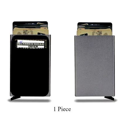 Rfid Anti Blocking Smart ID Bank Credit Card Holder Wallet Metal Thin Slim Men Women Pop Up Minimalist Metal Cardholder Case