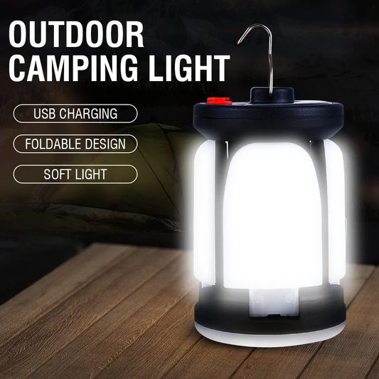 Rechargeable LED Camping Lantern With Foldable Floodlight Tent Light