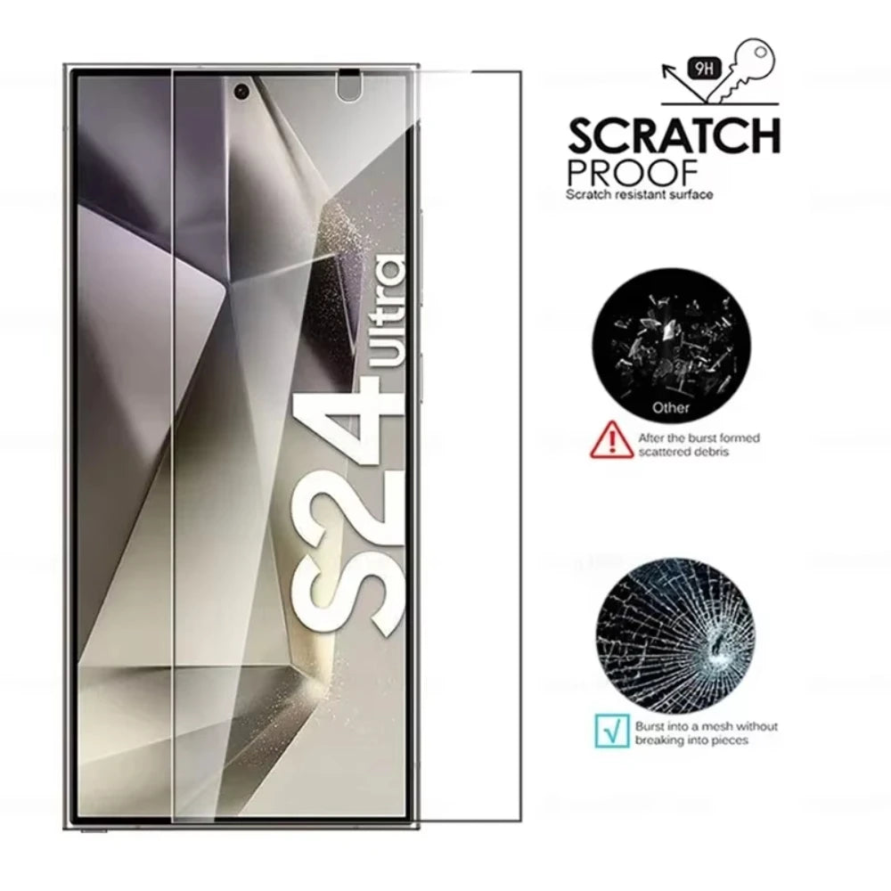 NNBILI 4PCS Full Cover Tempered Glass For Samsung Galaxy S24 S25 S26 Ultra S26 Fingerprint Screen Protector Protective HD Glass