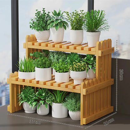 Indoor Plants Holder Wood Shelf Pot Organizer Bookshelf Balcony Bay Window Small Plant Flower Rack Storage Flower Pot Shelves
