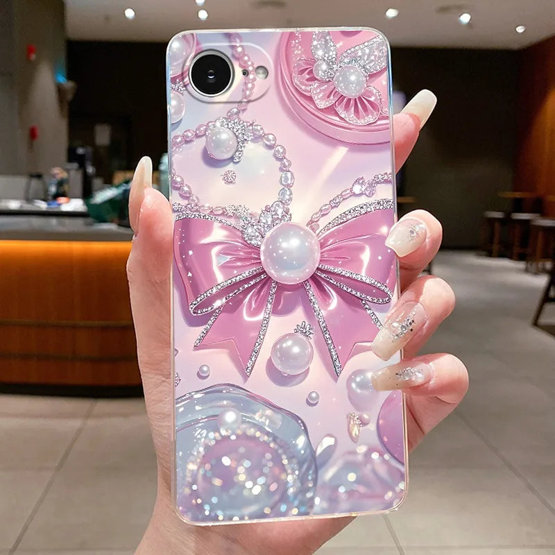 For iPhone 16e Case Clear Luxury Fashion Butterfly Flowers Soft TPU Silicone Jelly Back Cover for Apple iPhone 16e Phone Case