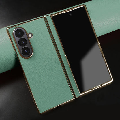 Lychee Genuine Leather Case For Samsung Galaxy Z Fold 7 6 5 4 3 phone Cover Fold7 Fold5 Fold6 fold4 fold3 Cases Funda Para Coque