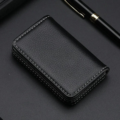 Sized Stitched PU Leather Credit High Quality Card Holder Visiting Business Card Case Wallet with Magnetic Shut for Men & Women