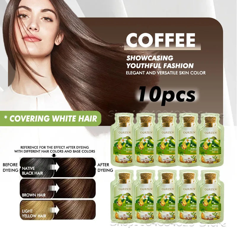 1/10 packs Pure Natural Herbal Hair Dye Shampoo 5 Minutes Change Hair Color Non-irritating Repair Gray White Hair Care Women Men