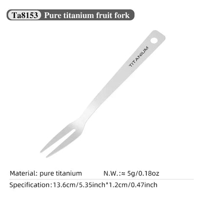 Tiartisan Outdoor Camping Pure Titanium Fruit Knife Forks Dessert Fork Reusable Lightweight Portable Multi-purpose Salsd Fork