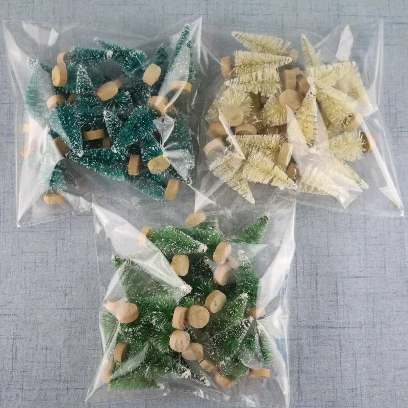 12-Piece DIY Mini Sisal Silk Christmas Trees