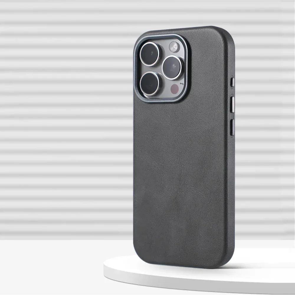 Luxury Retro Leather MagSafe Magnetic iPhone Case
