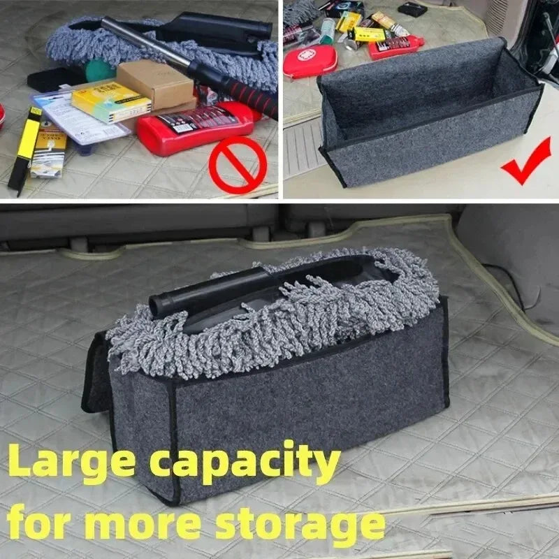Gray Black Anti Slip Car Trunk Organizer Bag Multi Compartment Soft Felt Storage Box for Boot Tools & Auto Accessories - Urbizia