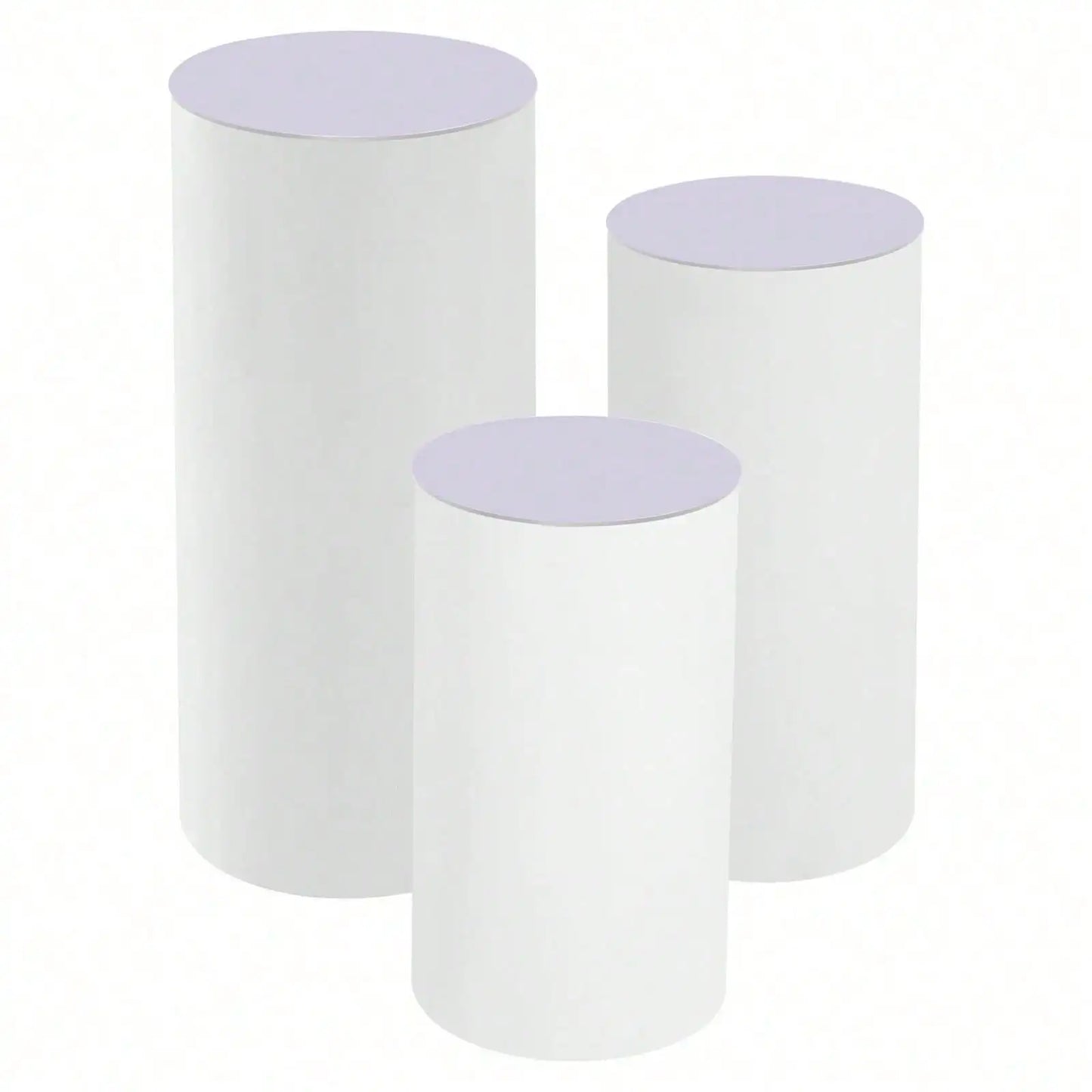 3Pcs White Cylinder Pedestal Stands Round Cylinder Pedestal Display Plinth Pillars For Wedding Party Decor