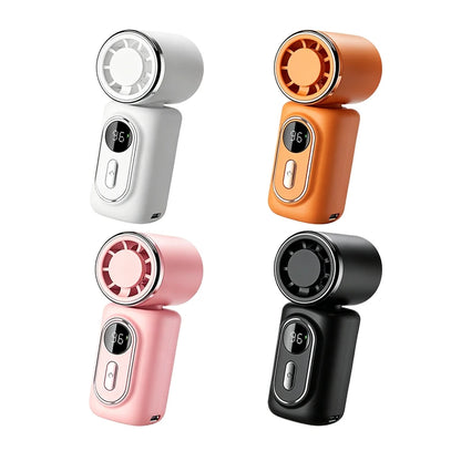 Mini Small Fan Portable Handheld Cooling Turbo Fan 5 Speeds 3000mAh LED Display 180° Adjustable Clip Type-C Rechargeable Fans
