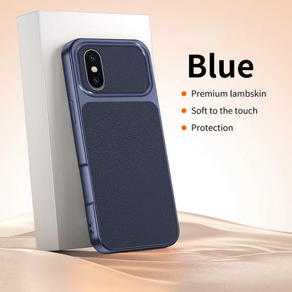 Funda Lychee Grain Phone Case for Apple iPhone XS Max X XR Simple Luxury Plating Faux Lambskin Soft Silicone Original Back Cover
