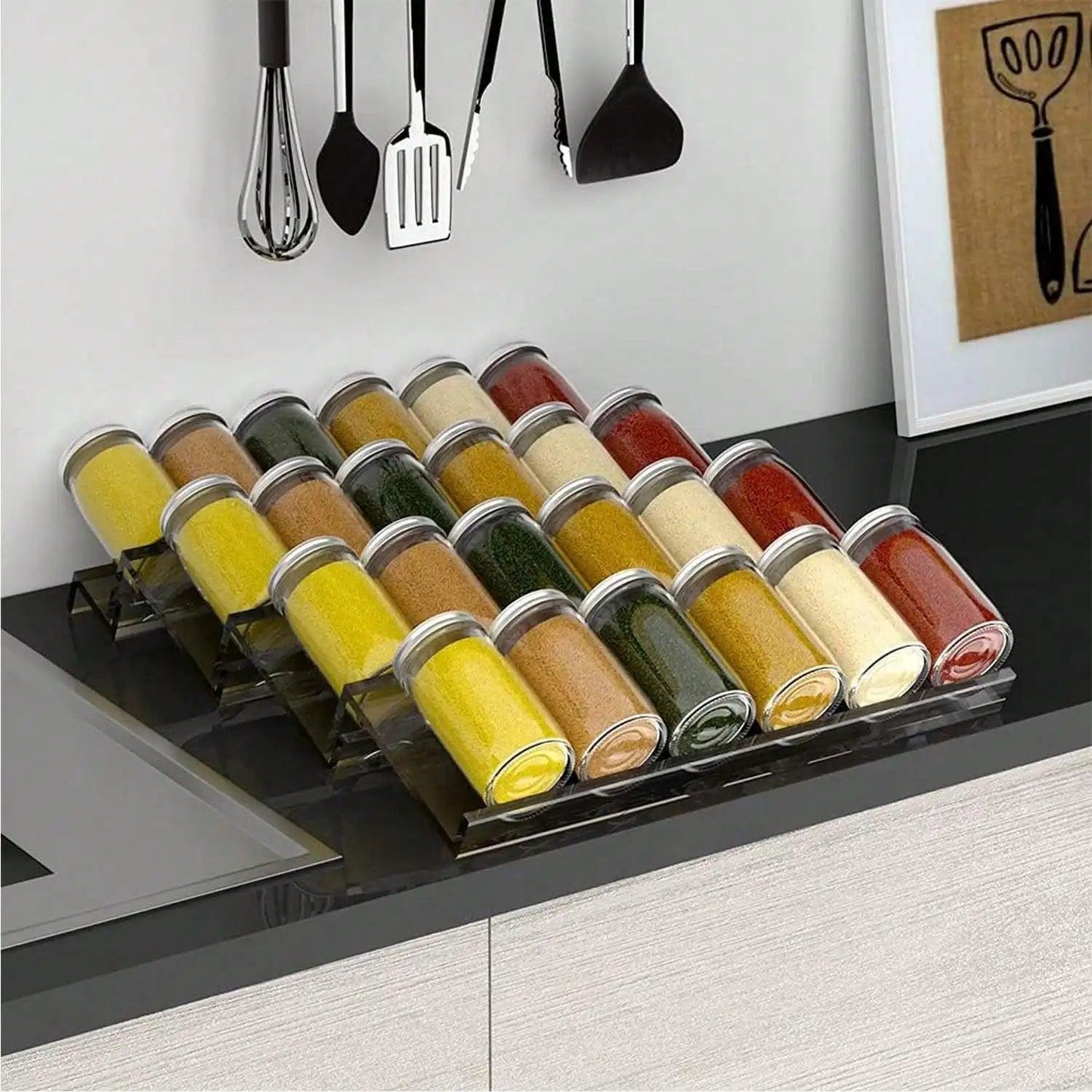 Adjustable Acrylic Spice Drawer Organizer Rack