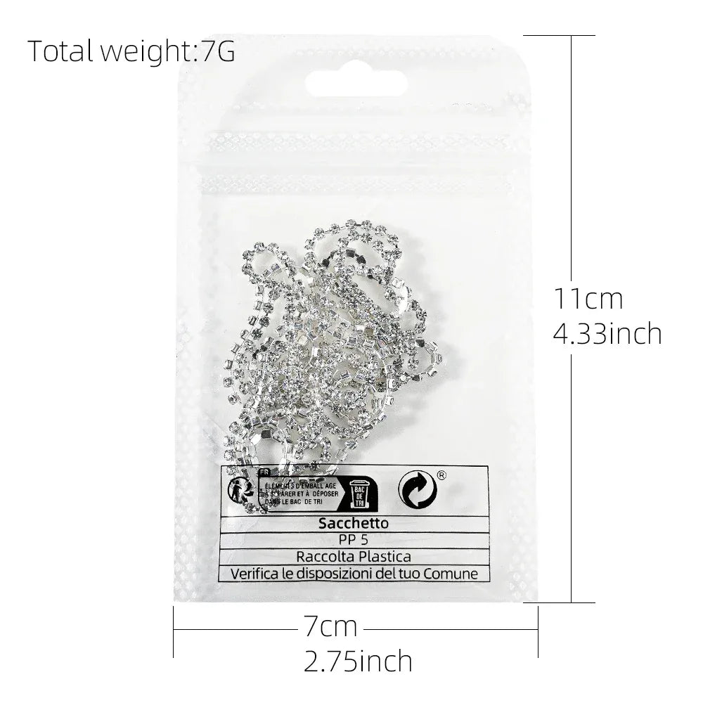 100/50cm Long Luxury Crystal Chain Nail Charms 1.5/2mm Shinying Clear/AB Diamond Nail Art Metal Steel French Manicure Crystal