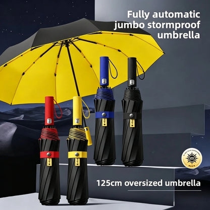 125CM Triple Fold Double Layer Double Keel Super Large Men Umbrella Sunscreen Extra Folding Rain Umbrella for Outdoor Daily