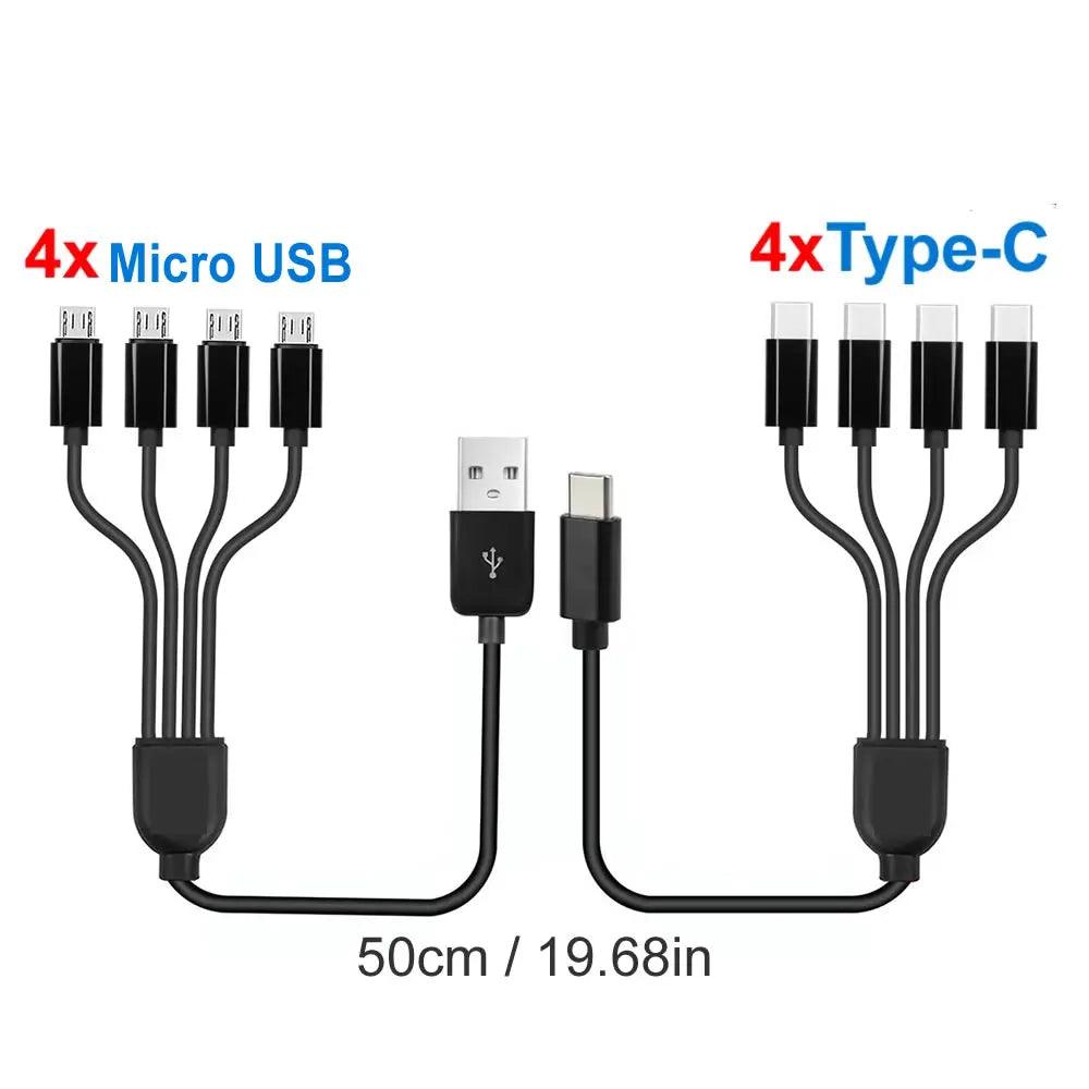4-in-1 USB Charging Cable Multi Port Splitter