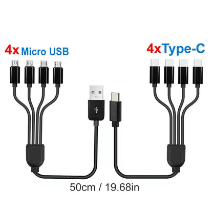 4-in-1 USB Charging Cable Multi Port Splitter