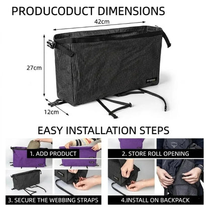 Ultralight Dyneema Backpack Top Lid Waterproof Expansion Pouch Multifunctional External Storage Bag Hiking & Mountaineering