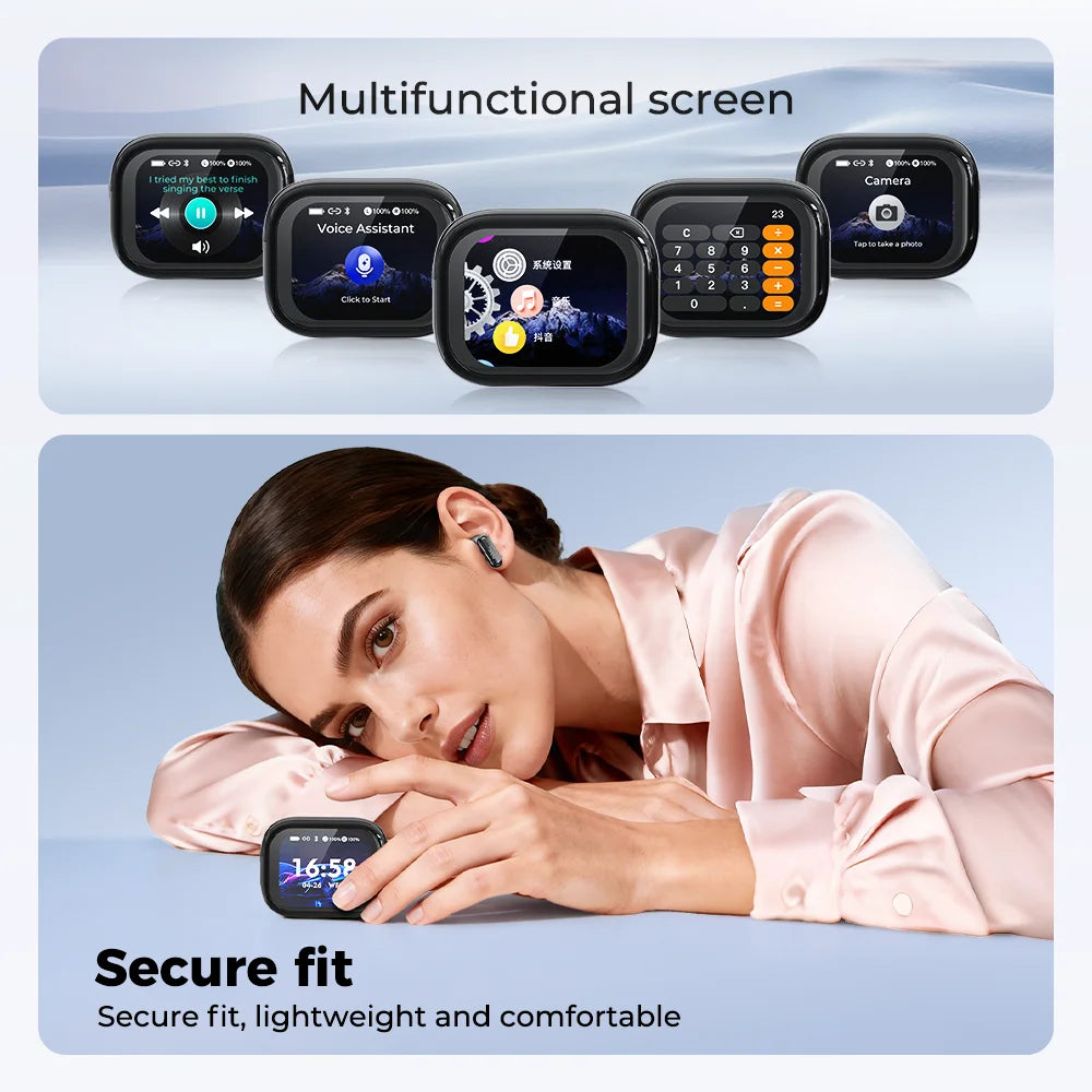HD Screen Wireless Earphones Bluetooth Music Earbuds HTC NE68 150 Languages 30 Hour Battery Life Clear Audio Comfortable Wearing