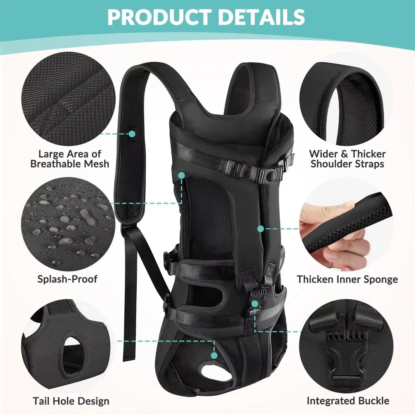 Dogs Carrier Backpack Thickened Sponge Pet Front Dog Carrier Backpacks Outdoor Portable Adjustable Hands Free Dog Backpack - Urbizia