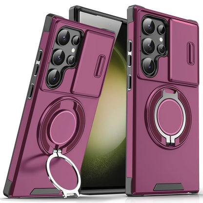 Armor Case for Samsung Galaxy S26 S25 S24 S23 Ultra Plus S25FE S24FE Magnetic Holder Slide Camera Protect Shockproof Back Cover
