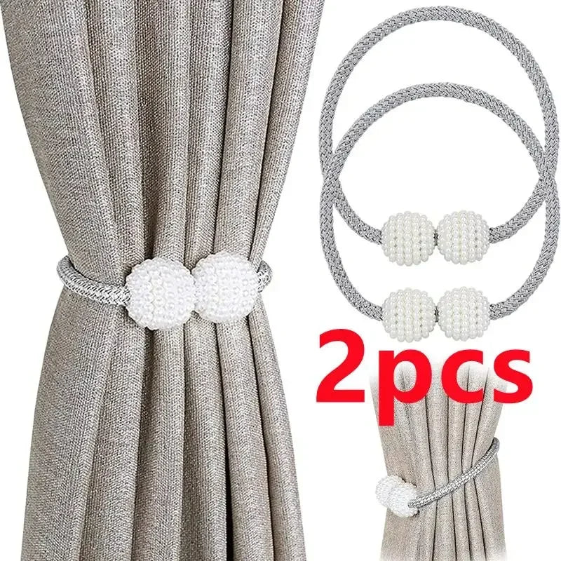 4/2Pcs Pearl Magnetic Curtain Clip Curtain Holders Tie Back Buckle Clips Hanging Ball Buckle Tie Back Curtain Decor Accessorie