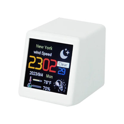 Small Portable Smart Wifi Weather Station Display Weather Temperature Humidity Time Alarm Clock Desktop Decoration - Urbizia