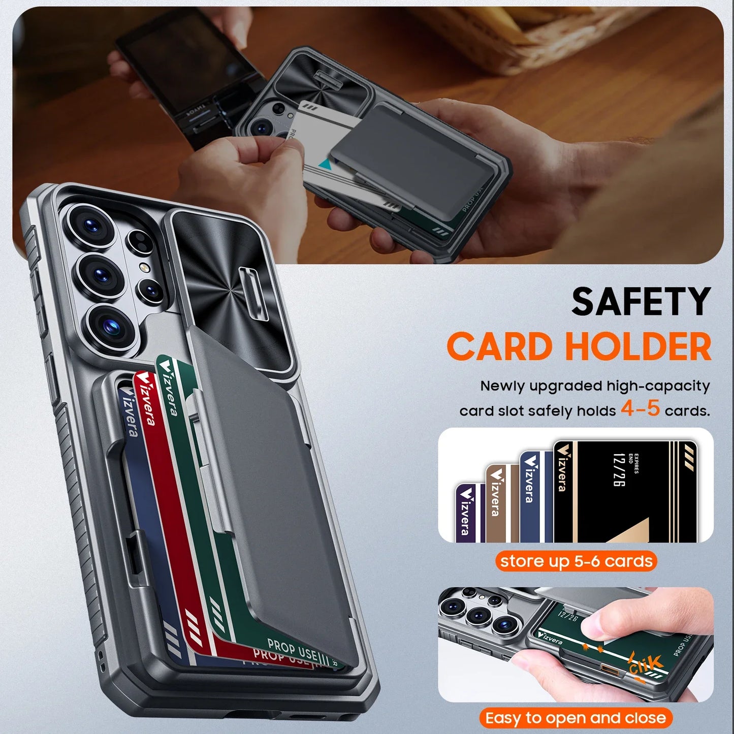 For Galaxy S26 Ultra Case Wallet-Full Body Protective with Card Holder(4 Cards) Camera Cover & Kickstand for Women & Men-Gray