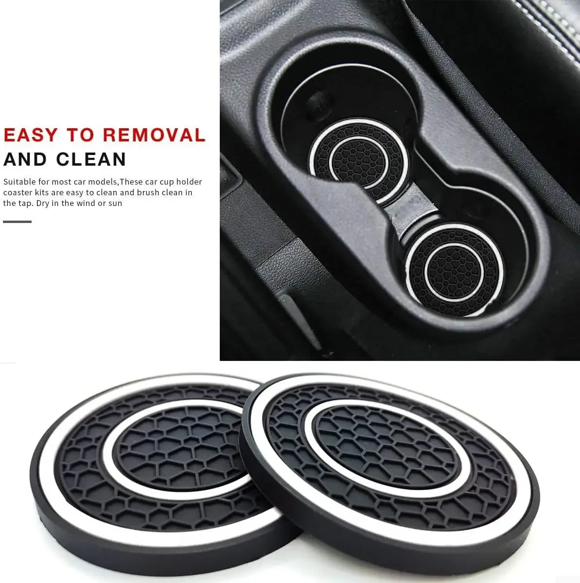 New 2-piece Anti Slip Mat, Car Coaster, Durable Car Cup Holder, Coaster, Universal, Dust-proof Protection for Car Interior