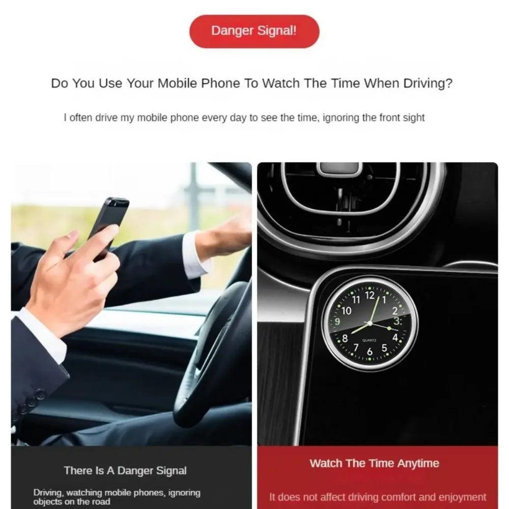 1pc Glow Decorative Clock Car Clock Mini Quartz Analog Car Dashboard Time Stick-On Clock Watch for Car Decoration Exclusive