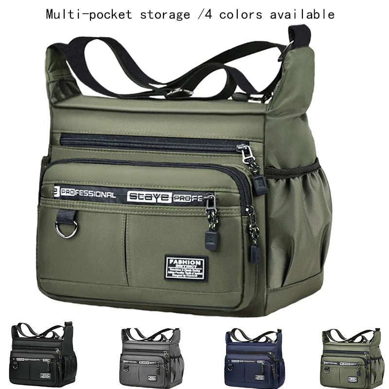 Men Business Crossbody Bag With Multi Layer Pockets Adjustable Shoulder Strap For Work Travel Professional Style