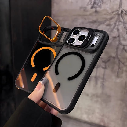 Anti-Slip Magnetic Bracket Phone Case | Compatible with iPhone 18,17,16,15,14,13,12,11/Pro/Pro Max/Air/Plus and Galaxy S22,S23,S24,S25,S26 Ultra/FE/Plus Series | All-in-One Design with Wireless Charging + Shockproof + Built-i