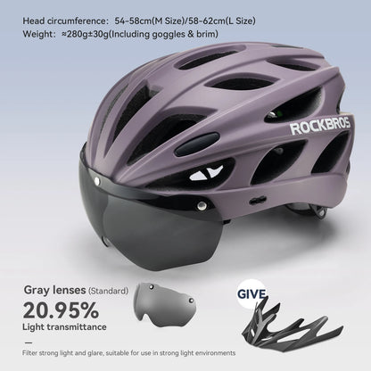 ROCKBROS Cycling Helmet Lightweight Integrated Helmet Head Protection Safety Helmet With Goggles Men Women MTB Road Bike Helmet