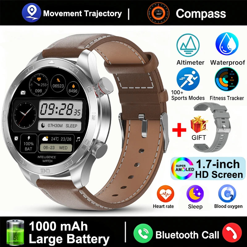 New GPS Track Smart Watch Men AMOLED Screen Outdoor Sports Fitness Heart Rate Compass IP68 Waterproof Bluetooth Call Smart Watch