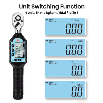 GOYOJO Digital Torque Wrench 1/4 3/8 1/2" Drive, Electric Torque Wrench with Dual Direction Ratchet, Buzzer and LED Alert