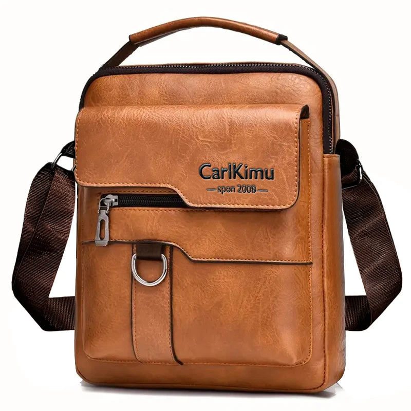 Daily Wear Vintage PU Leather Messenger Bag Fashion Solid Tone Shoulder Purse, Spacious Inner Storage for Male Everyday Items