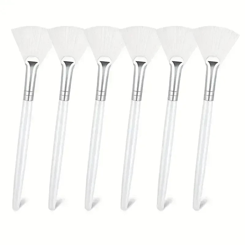 3/6/12pcs Practical Facial Brushes Fan Shape Brush Flat Head Face Mask Applicator Soft Portable Mask Brushes Cosmetic Tools - Urbizia
