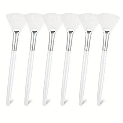 3/6/12pcs Practical Facial Brushes Fan Shape Brush Flat Head Face Mask Applicator Soft Portable Mask Brushes Cosmetic Tools - Urbizia