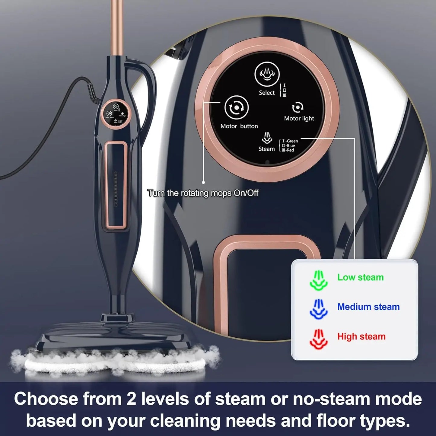 INSE VM6 Steam Mop Cleaner with Rotating Mop Pad 1300W Powerful Floor Steamer 10 in 1 Lightweight Spin Mop for Home Hardwood Laminate Tile