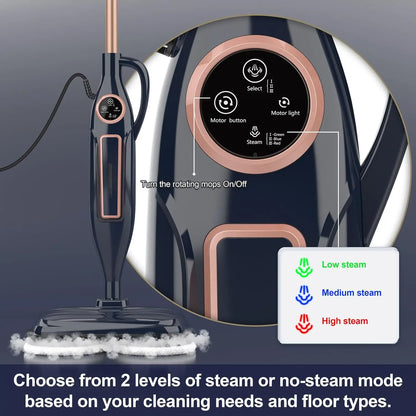 INSE VM6 Steam Mop Cleaner with Rotating Mop Pad 1300W Powerful Floor Steamer 10 in 1 Lightweight Spin Mop for Home Hardwood Laminate Tile