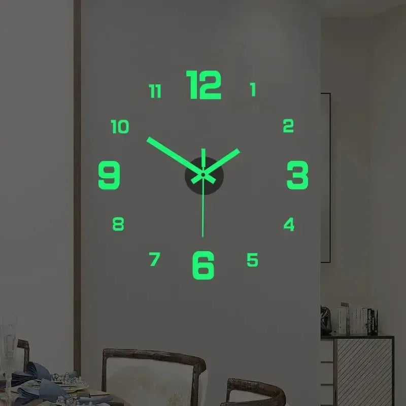 EW Creative Simple Luminous Digital Clock European Style DIY Silent Wall Clock Study Living Room Punch-Free Wall Sticker Clock - Urbizia