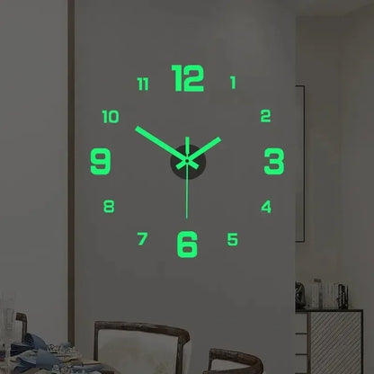 EW Creative Simple Luminous Digital Clock European Style DIY Silent Wall Clock Study Living Room Punch-Free Wall Sticker Clock - Urbizia