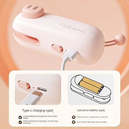 Mini Bag Sealer Rechargeable Heat Sealer and Cutter Mini Chip Bag Sealer Heat Seal with Soft Magnetic Kitchen Accessories