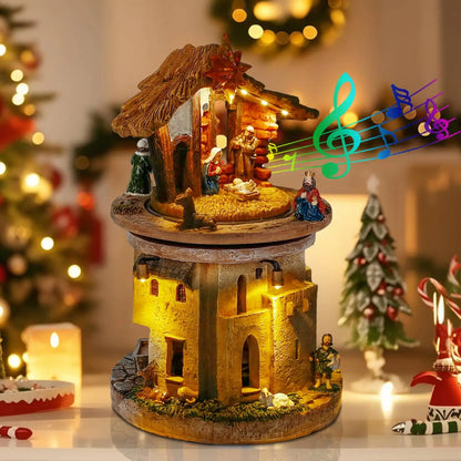 Animated Christmas Nativity Scene – Rotating Manger Figurine