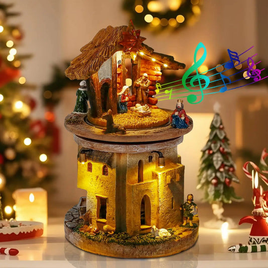 Animated Christmas Nativity Scene – Rotating Manger Figurine