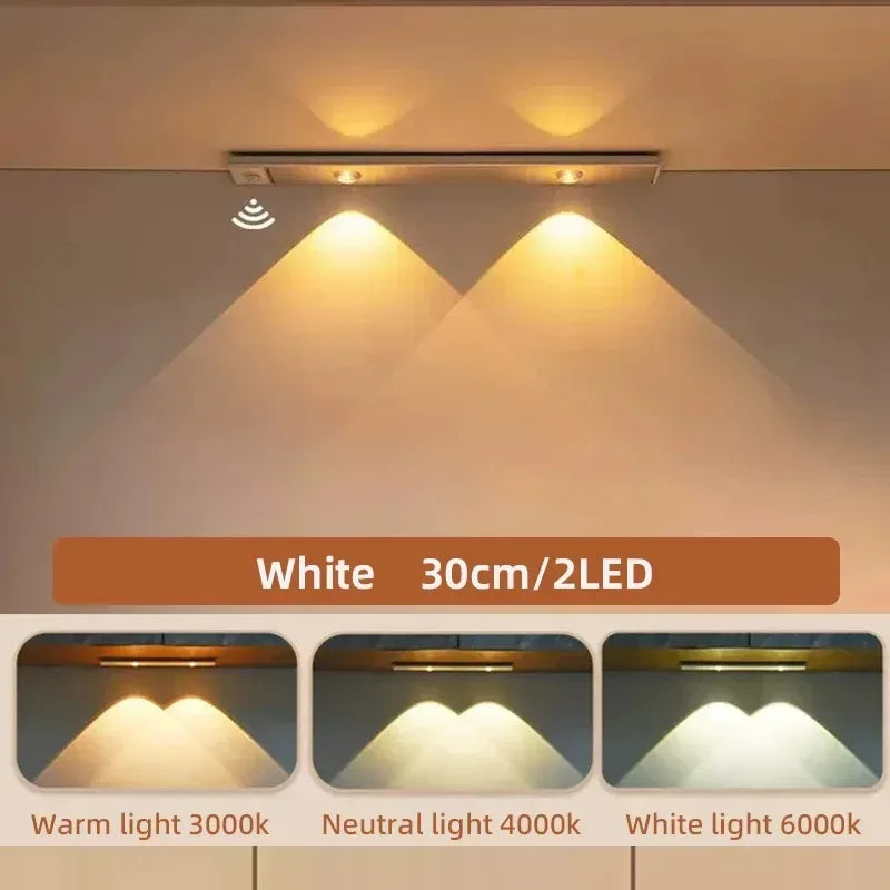 LED Ultra Thin Under Cabinet Lights Motion Sensor night light Wireless 3Color Dimmable For Kitchen Cabinet Bedroom Wardrobe Ligh - Urbizia