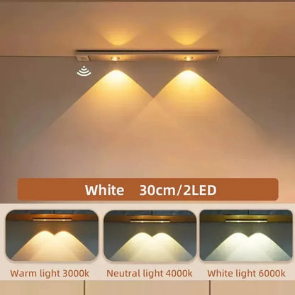 LED Ultra Thin Under Cabinet Lights Motion Sensor night light Wireless 3Color Dimmable For Kitchen Cabinet Bedroom Wardrobe Ligh - Urbizia