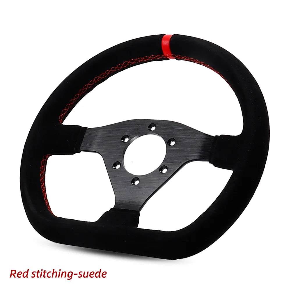 300mm Racing Steering Wheel Flat Suede Car Drift Pc Game Wheels Control Universal PCD-70mm