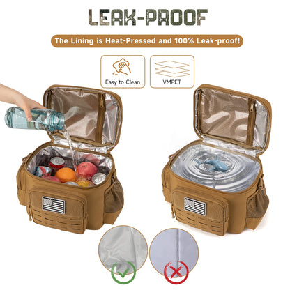13L Tactical Thermal Cooler Lunch Bag Leakproof Insulated Durable Meal Storage Bag For Men Office Work Daily Commute Camping Picnic Fishing Outdoor Portable Insulated Food Carrier Bag